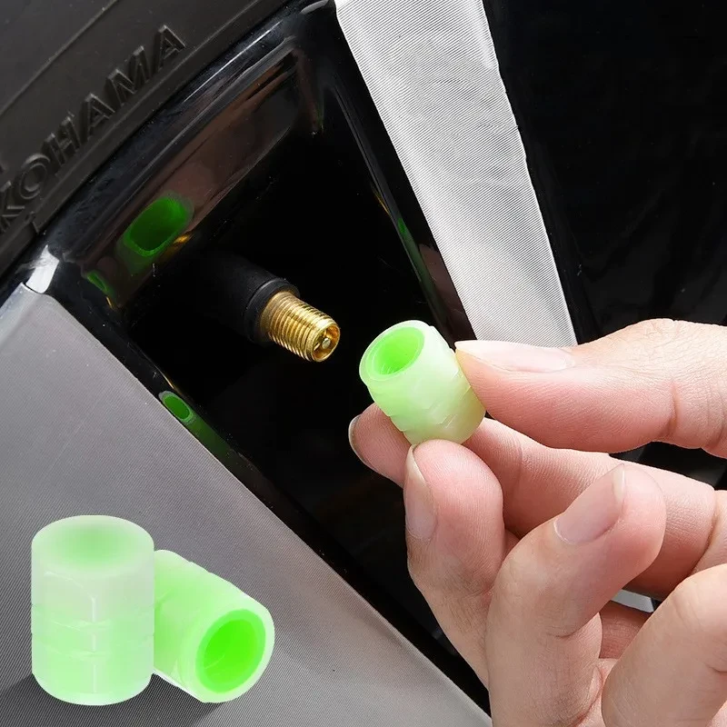 Fluorescent Green Luminous Valve Caps – Glows at Night