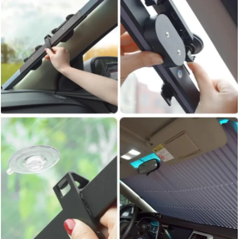 Retractable Car Windshield Sunshade – Folding Reflective Curtain Set