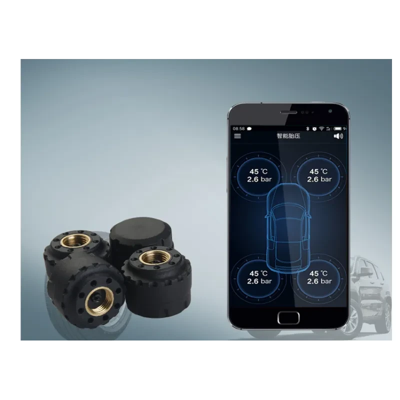 TPMS Bluetooth 5.0 Tire Pressure Monitoring System – 4 Sensors, Smart Alarm
