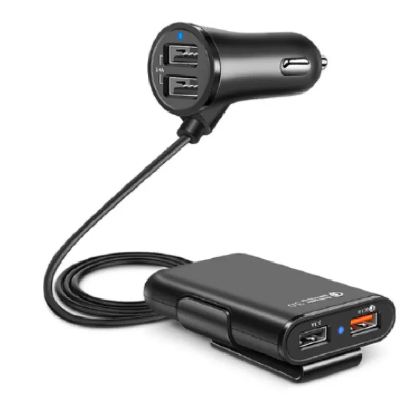 VAORLO 4-Port USB Car Charger 36W QC3.0 Fast Charging Hub