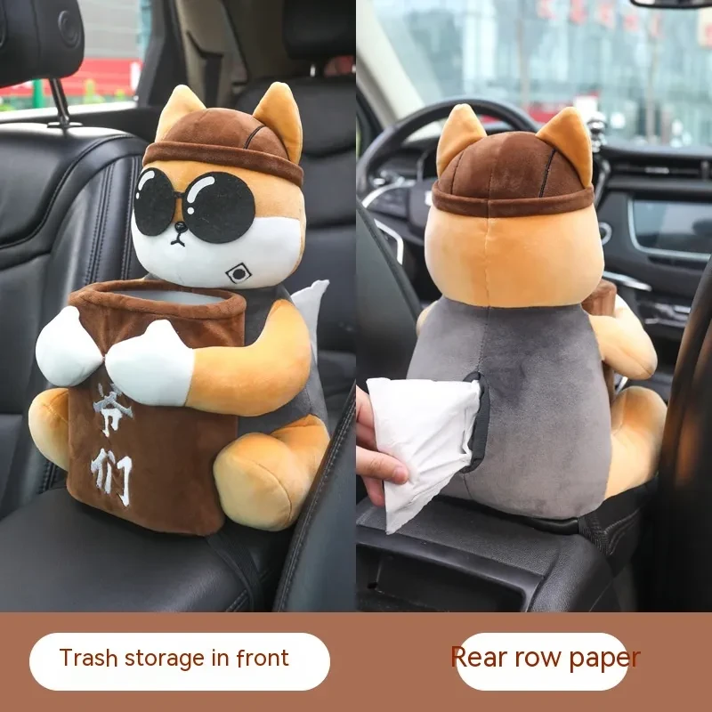 Plush Car Armrest Tissue Box – Hanging Design for Main Driver