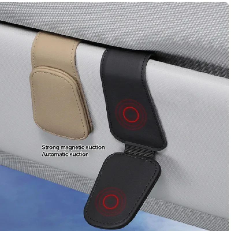 PU Leather Car Sunglasses Holder – Sun Visor Clip for Glasses Storage