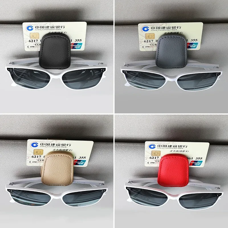 PU Leather Car Sunglasses Holder – Sun Visor Clip for Glasses Storage