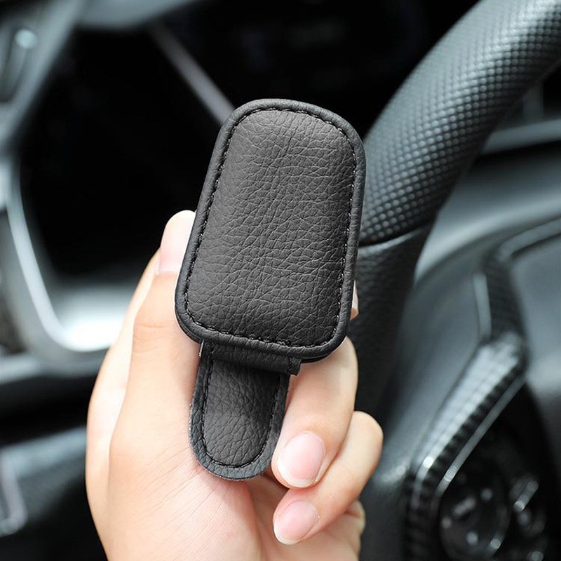 PU Leather Car Sunglasses Holder – Sun Visor Clip for Glasses Storage