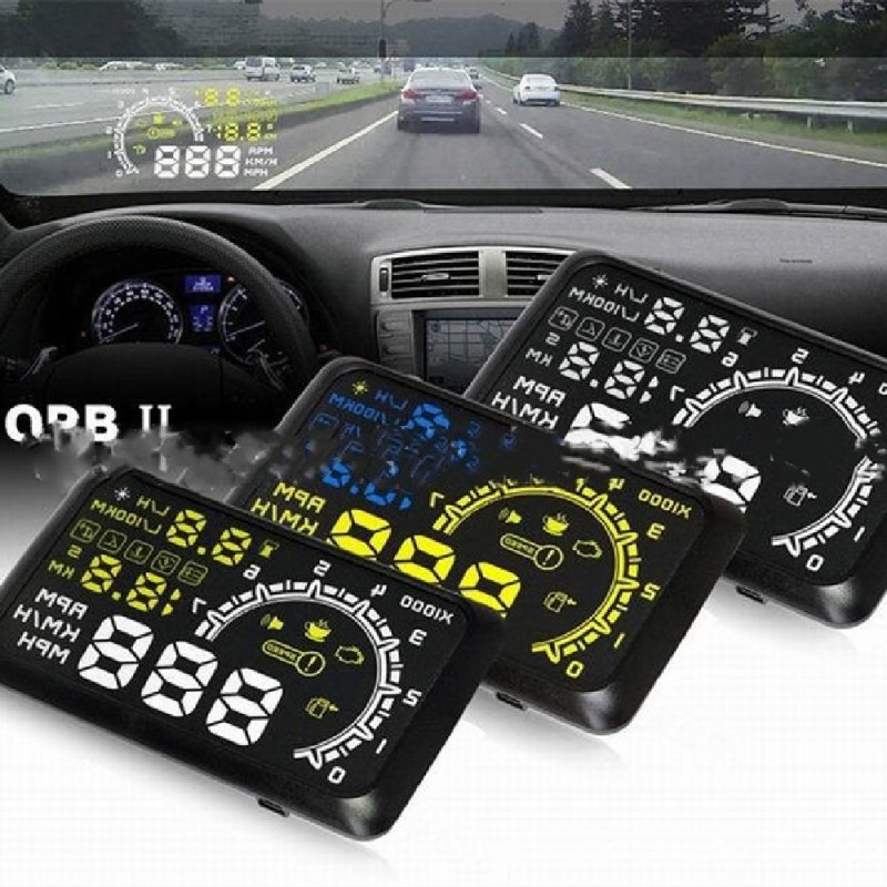 W02 Car Head-Up Display – OBD2 HUD with Speed & Fuel Monitoring