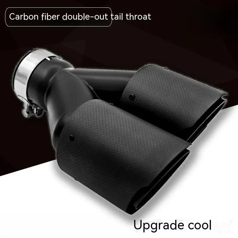 Dual Outlet Carbon Fiber Exhaust Tip – Black Car Silencer Mod