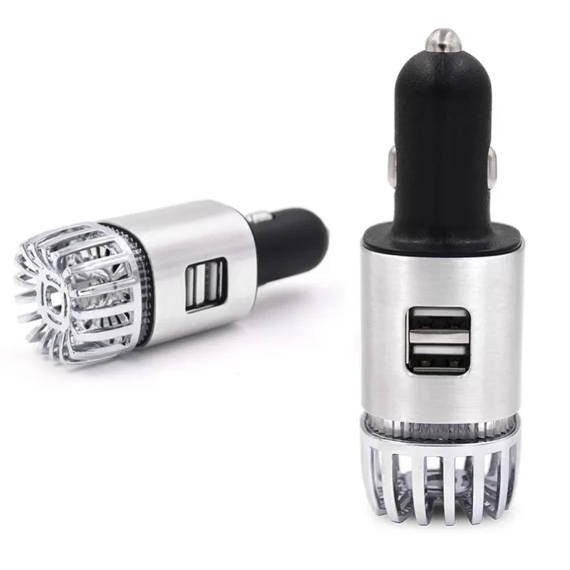 2-in-1 USB Car Air Purifier & Dual Charger – Aluminum Alloy Body