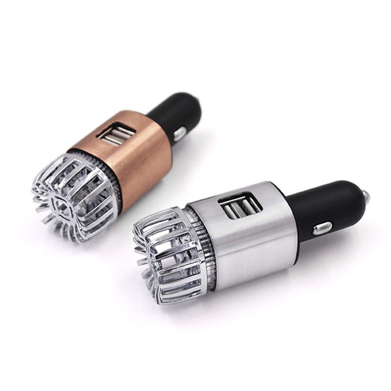 2-in-1 USB Car Air Purifier & Dual Charger – Aluminum Alloy Body