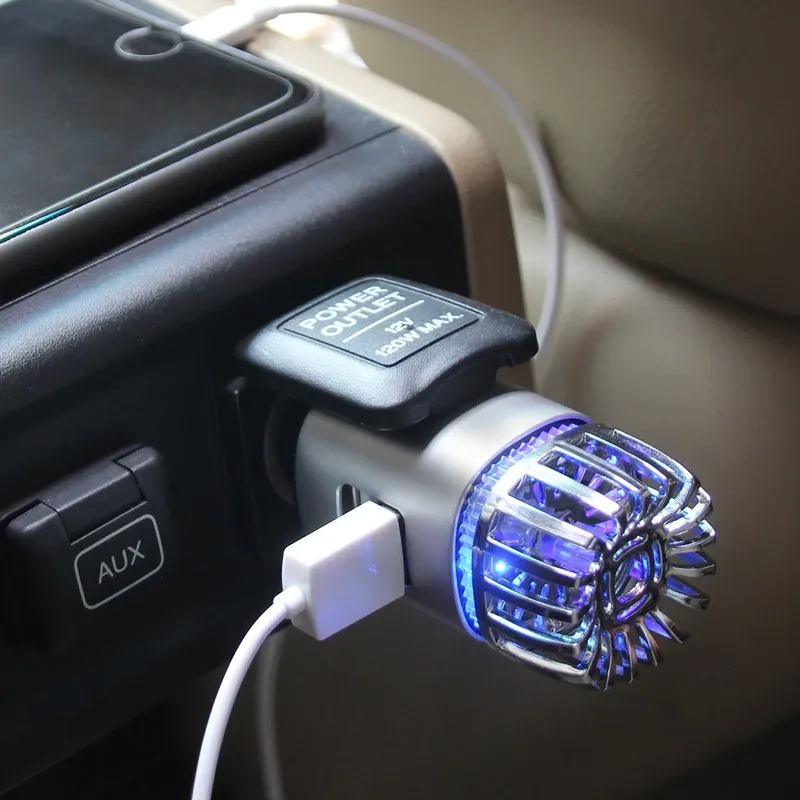 2-in-1 USB Car Air Purifier & Dual Charger – Aluminum Alloy Body