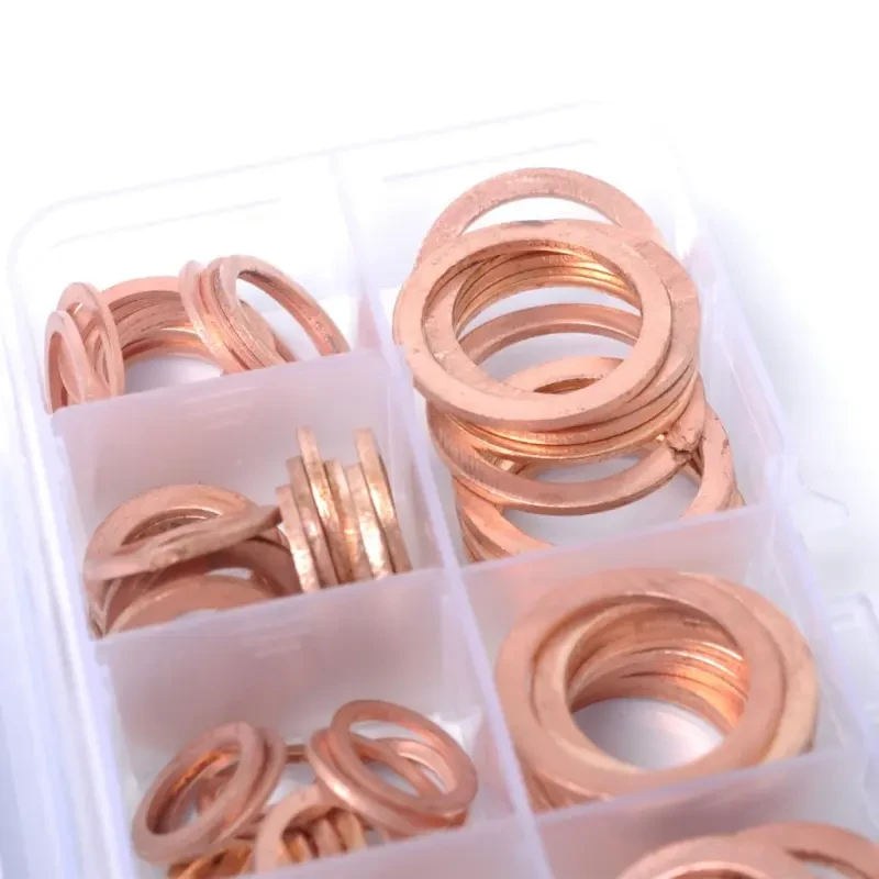 120pcs Pure Copper Gasket Set – M5–M20 Sealing Washers Kit