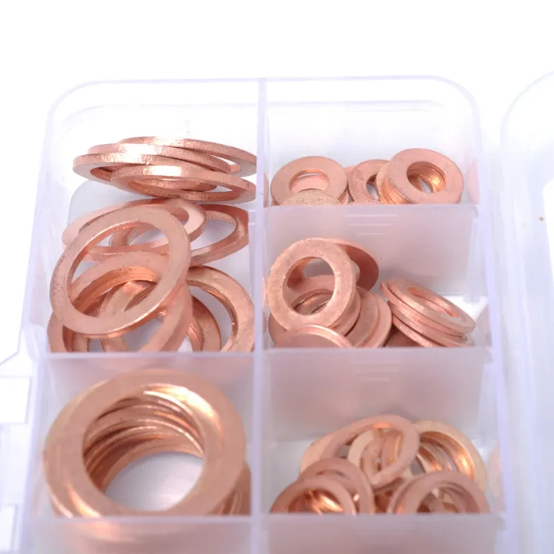 120pcs Pure Copper Gasket Set – M5–M20 Sealing Washers Kit