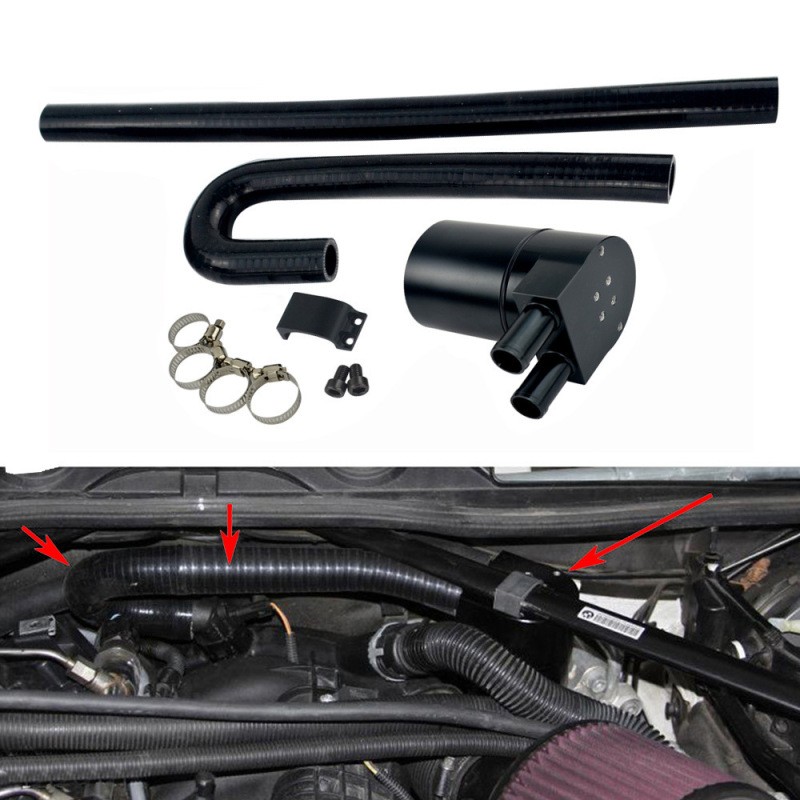 BMW N54 N55 Oil Catch Can – Aluminum Tank with Radiator Hose