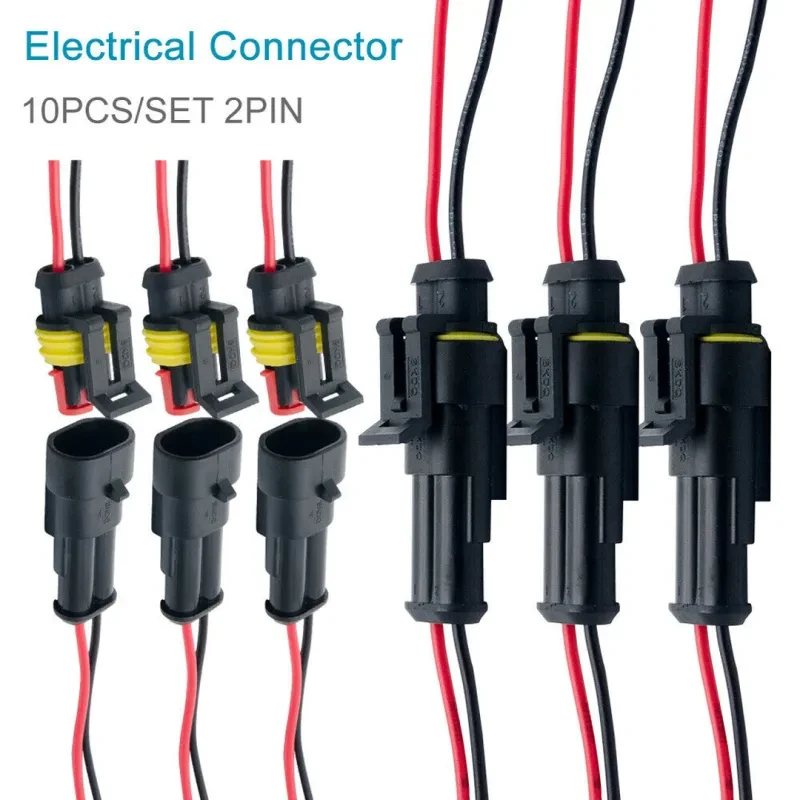 Waterproof Car Wire Connector Plug – 2-Pin Socket (10-Pack)
