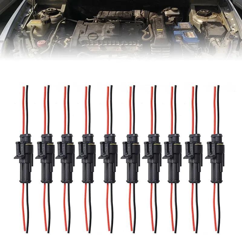 Waterproof Car Wire Connector Plug – 2-Pin Socket (10-Pack)