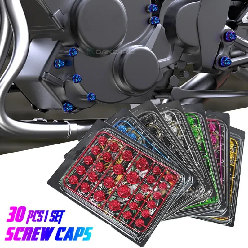 Motorcycle Engine Screw Cap Set – 30PCS Color ABS Covers