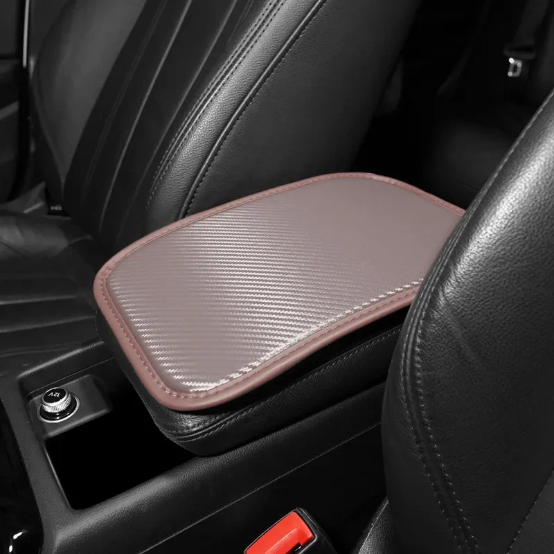 Carbon Fiber Leather Armrest Mat – Universal Car Console Pad