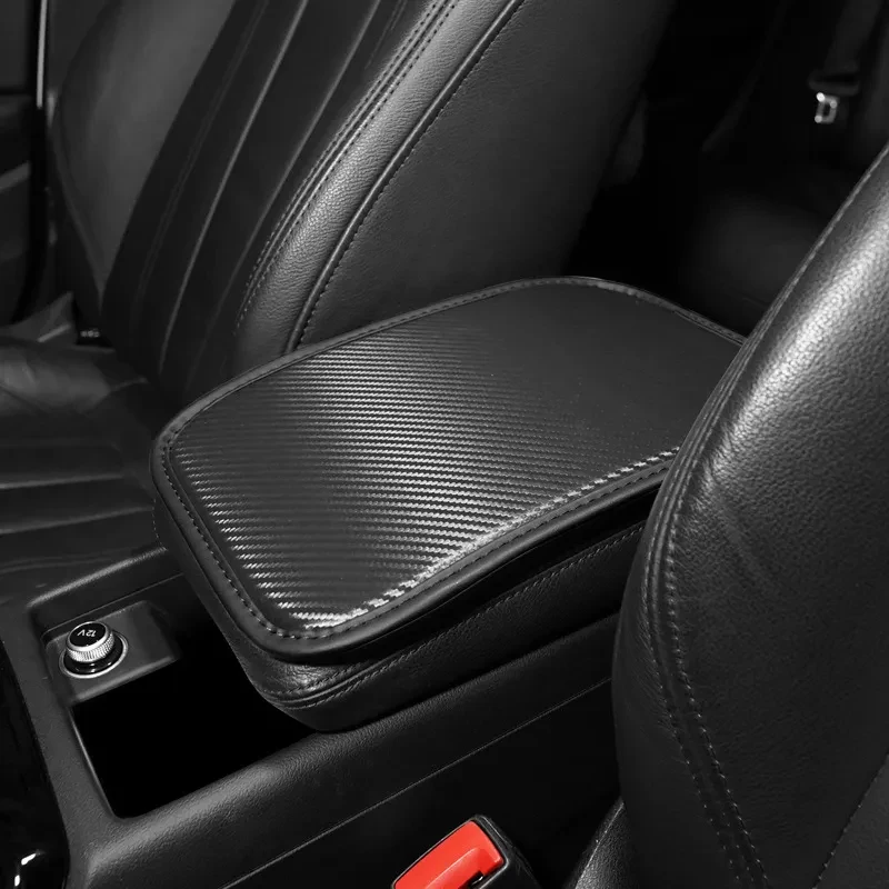 Carbon Fiber Leather Armrest Mat – Universal Car Console Pad