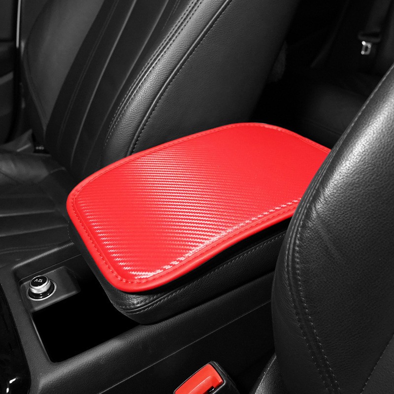 Carbon Fiber Leather Armrest Mat – Universal Car Console Pad