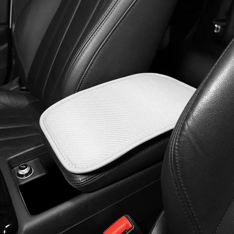 Carbon Fiber Leather Armrest Mat – Universal Car Console Pad