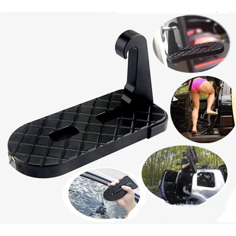 Universal Foldable Car Doorstep – Roof Access Pedal with Safety Hammer