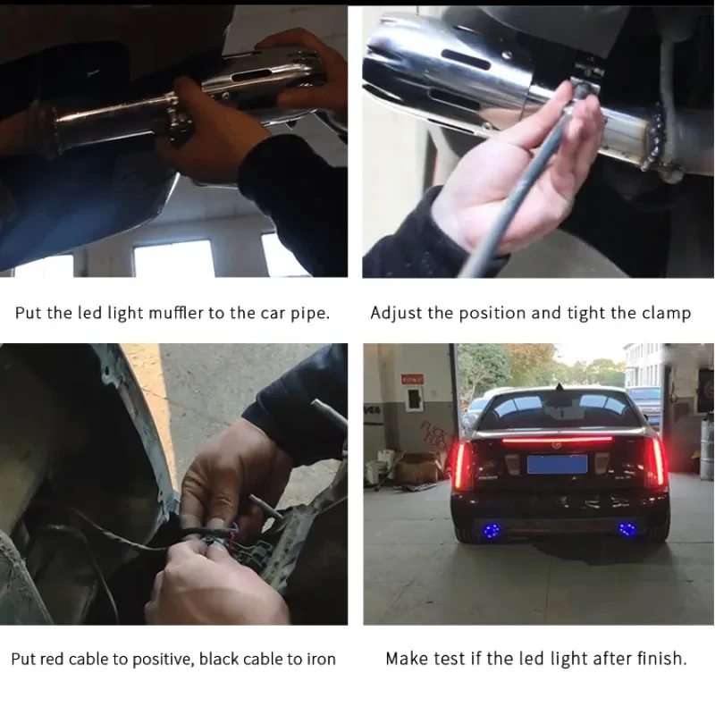 LED Flame Exhaust Pipe – 63mm Universal Stainless Tail Tip