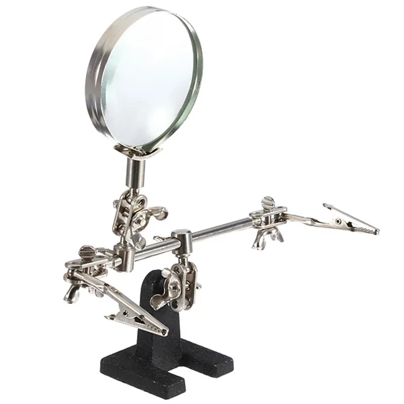 Metal Soldering Helping Hands Clamp with Magnifier & Iron Stand