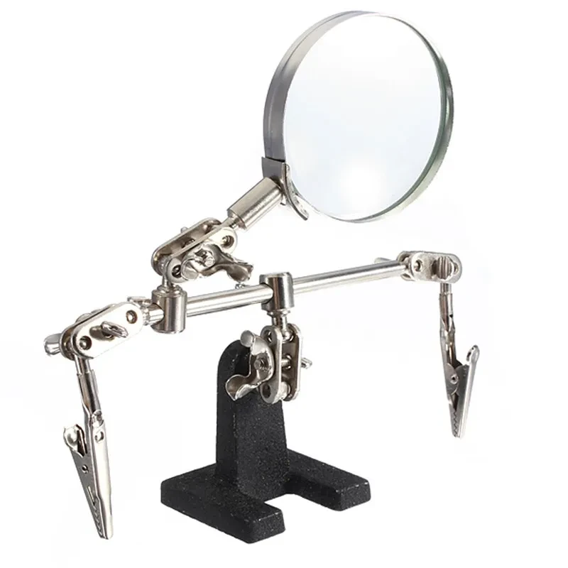 Metal Soldering Helping Hands Clamp with Magnifier & Iron Stand