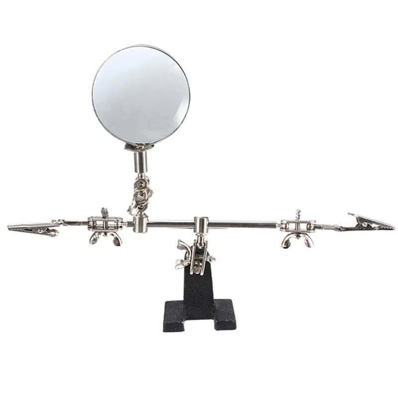 Metal Soldering Helping Hands Clamp with Magnifier & Iron Stand