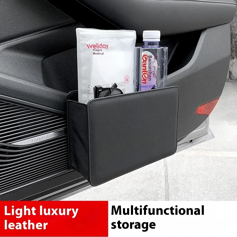 Leather Hanging Car Door Trash Can – Compact Waste Container