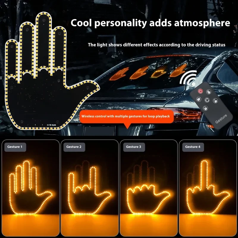 Car Gesture Brake Light – Remote-Controlled LED Signal Hand Light