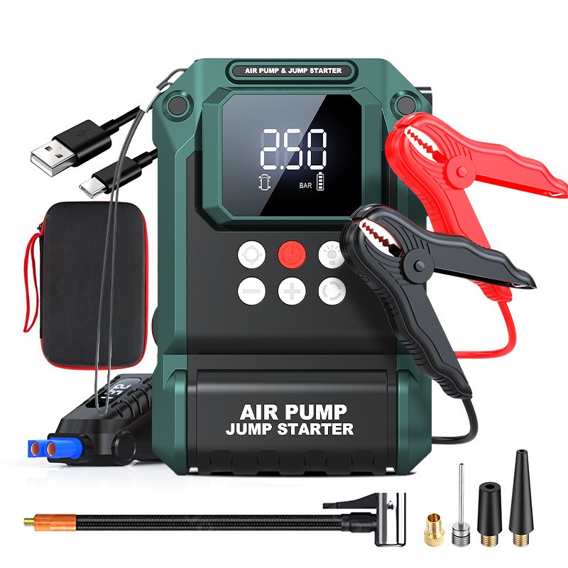Emergency Car Jump Starter & Tire Inflator – 8000mAh Power Bank