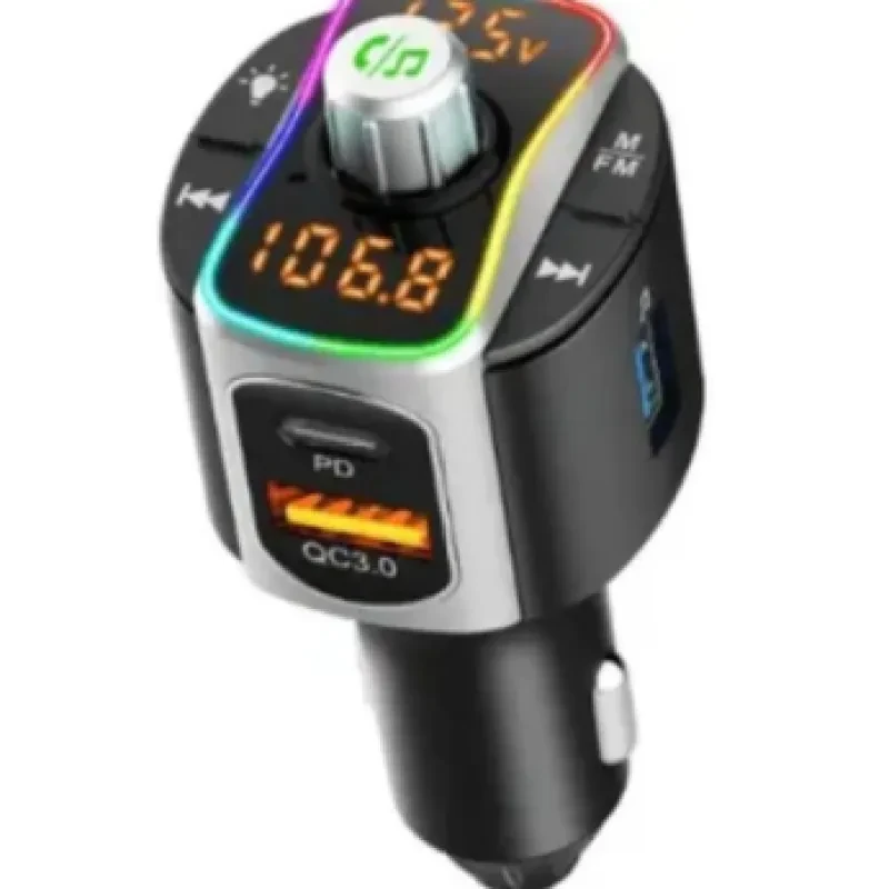 Dual Screen Car Bluetooth Receiver – MP3 FM Transmitter Adapter