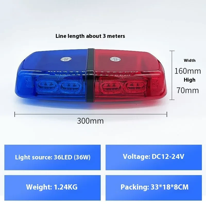 Recovery Strobe Warning Light – Red, Blue, Yellow LED for Roof Mount