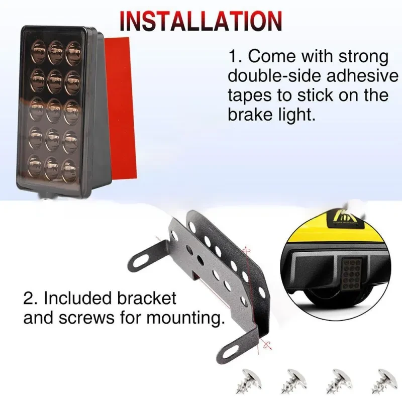 Square LED Warning Taillight – 12V Reversing Light for Car/Motorcycle