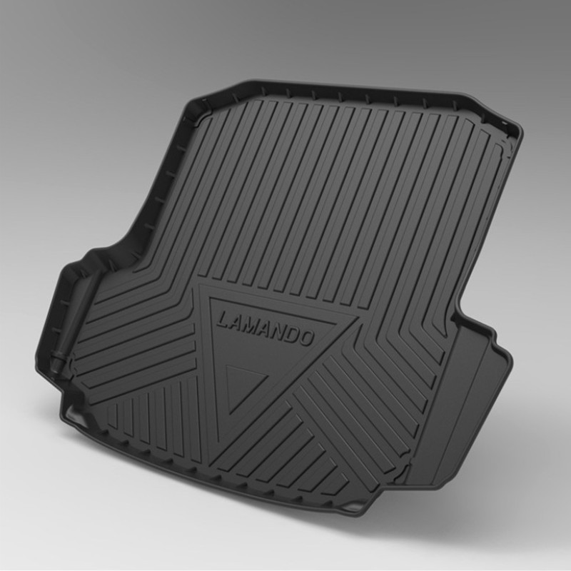 Black Carbon Fiber TPE Trunk Pad – Custom Fit Car Cargo Mat