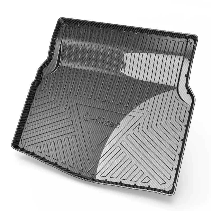 Black Carbon Fiber TPE Trunk Pad – Custom Fit Car Cargo Mat