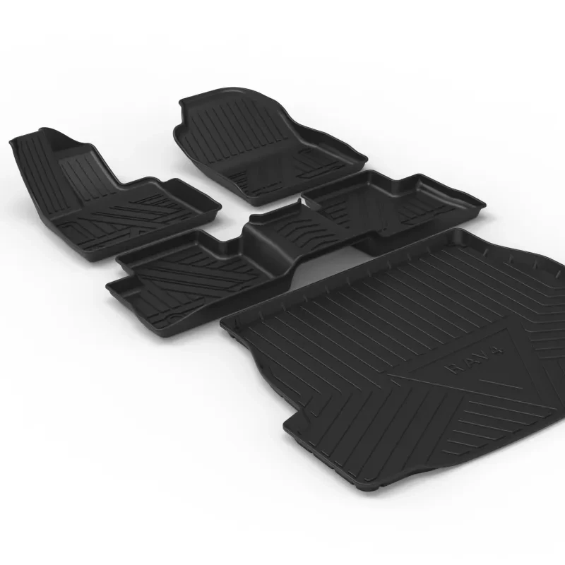 Black Carbon Fiber TPE Trunk Pad – Custom Fit Car Cargo Mat