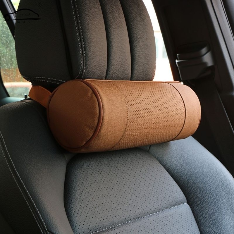 Leather Car Bolster – Breathable Cylindrical Neck Pillow