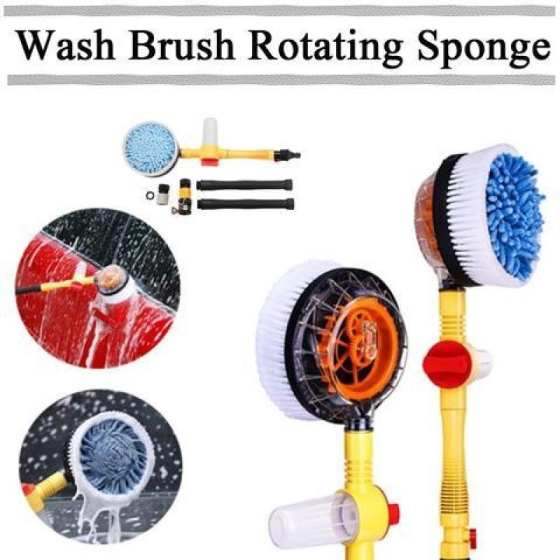Oiolktu Rotating Car Wash Brush – Water-Powered, Extendable & Foaming