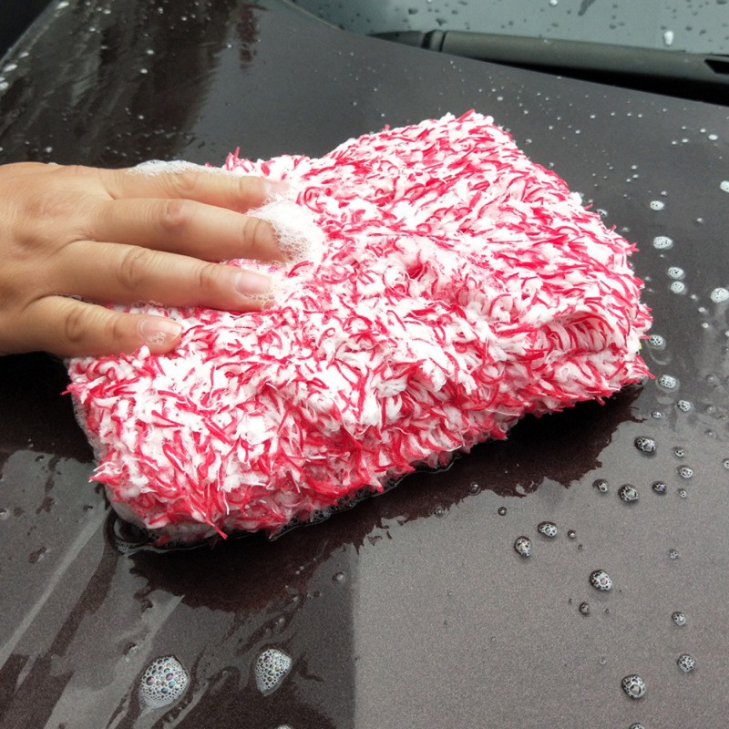 Plush Microfiber Car Wash Sponge – Coral Fleece Cleaning Towel