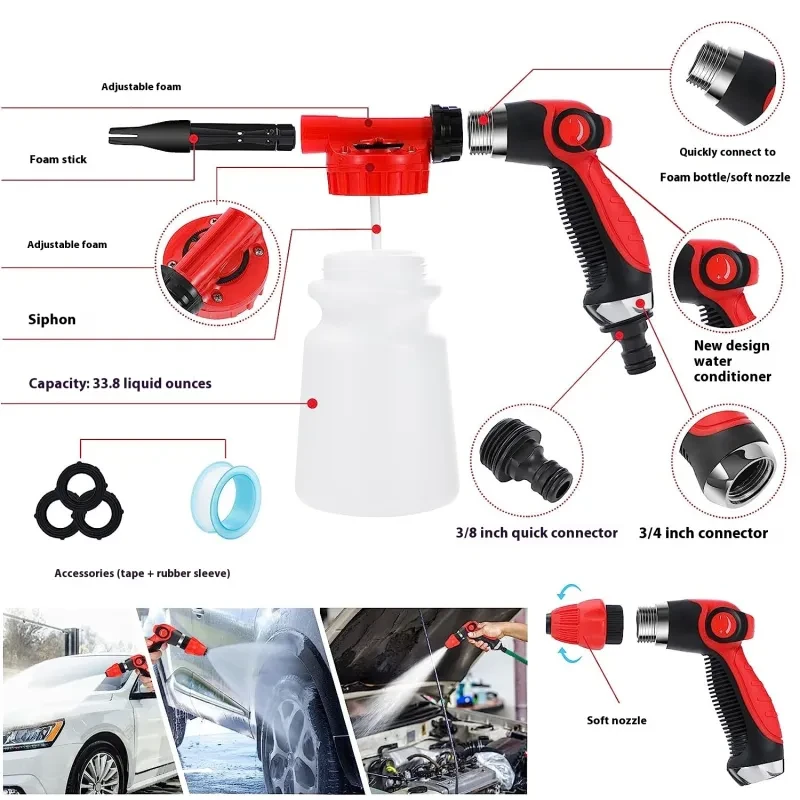 MorTime 35-Piece Car Wash Kit – Foam Gun, Brushes, Towels & Tools