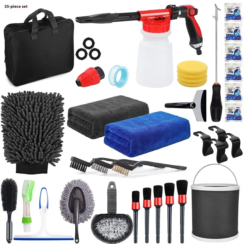 MorTime 35-Piece Car Wash Kit – Foam Gun, Brushes, Towels & Tools