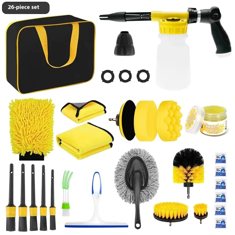 MorTime 35-Piece Car Wash Kit – Foam Gun, Brushes, Towels & Tools