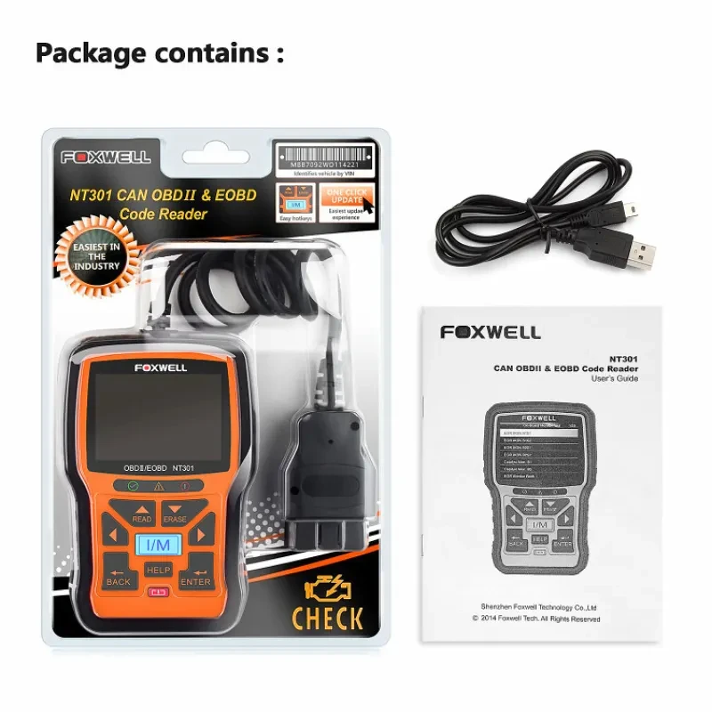 Foxwell NT301 Plus OBD2 Scanner & Battery Tester – 2025 Upgrade