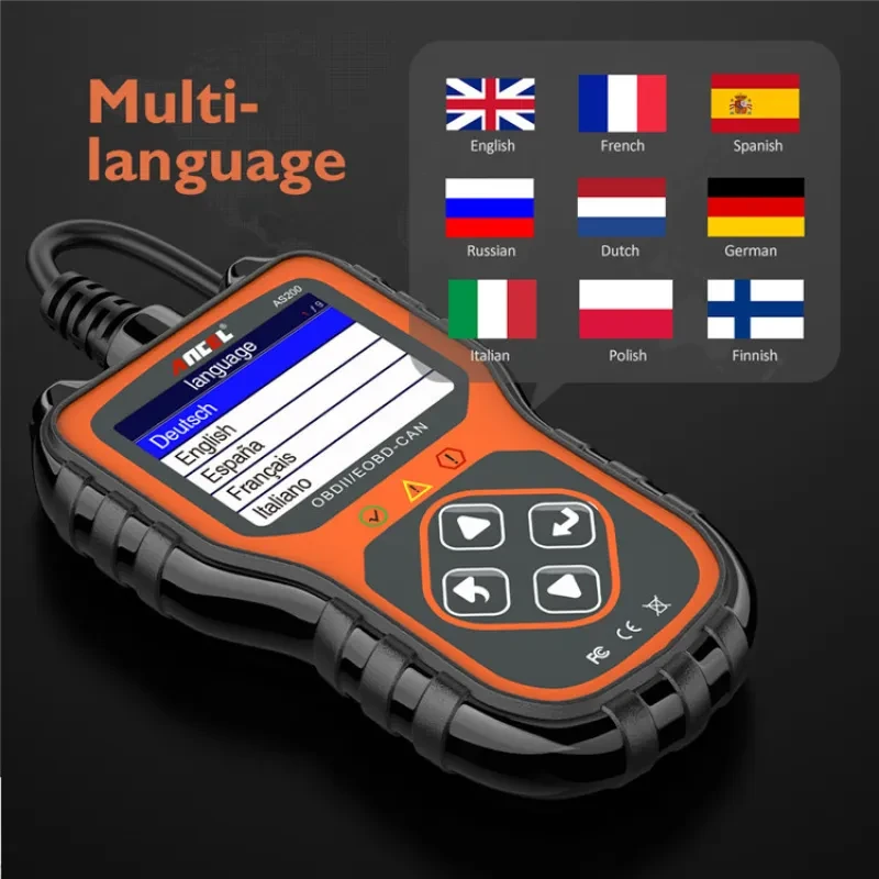 Ancel AS200 OBD2 Scanner – Multilingual Car Diagnostic Tool
