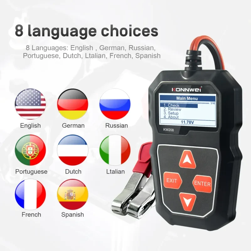 KONNWEI KW208 12V Car Battery Tester β CCA, Cranking & Charging Test