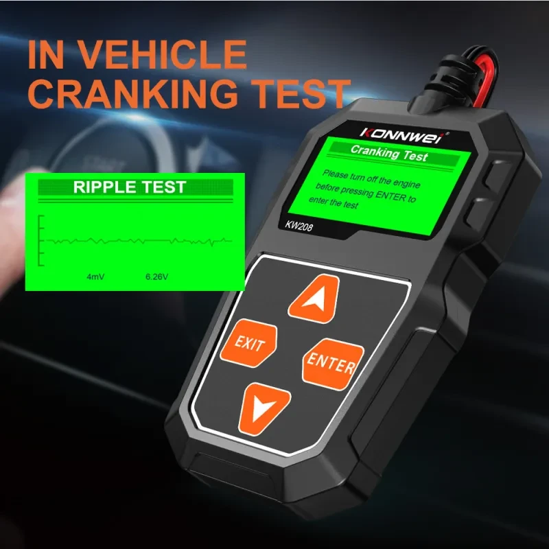 KONNWEI KW208 12V Car Battery Tester β CCA, Cranking & Charging Test