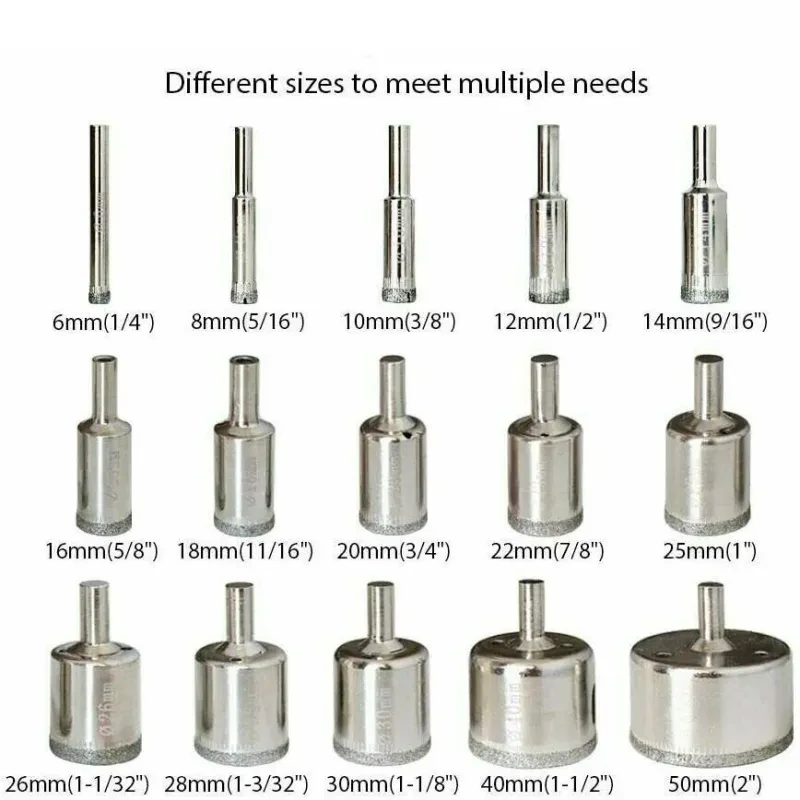 CMCP 15PCS Diamond Drill Bit Set 3–60mm Hole Saw for Tile & Glass