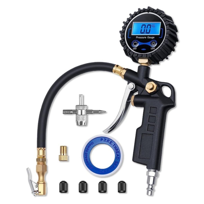 250 PSI Tire Inflator Gauge β Quick Connect, Digital, for Cars & Bikes
