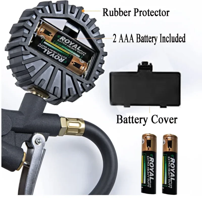 250 PSI Tire Inflator Gauge β Quick Connect, Digital, for Cars & Bikes